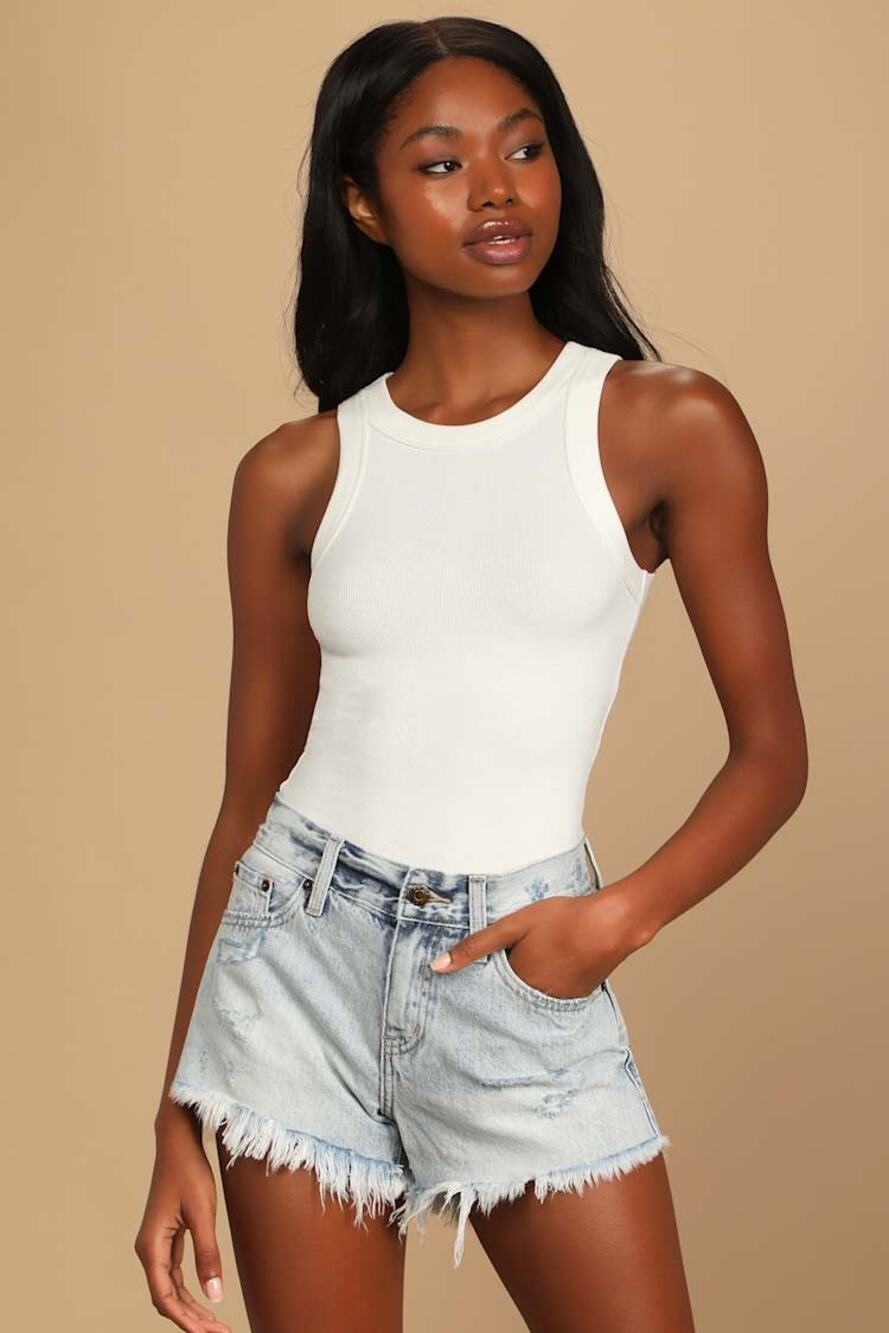 Pistola Gigi Denim Shorts Women’s Light Wash Distressed Cutoff Jean Shorts - 30